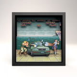 Pixel Frames Capcom Street Car Boat Scene 9x9 inches Shadow Box Art - Officially Licensed