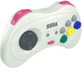 Retro-Bit Official Sega Saturn 2.4 GHz Wireless Controller 8-Button Arcade Pad for Sega Saturn, Sega Genesis Mini, Switch, PS3, PC, Mac - White