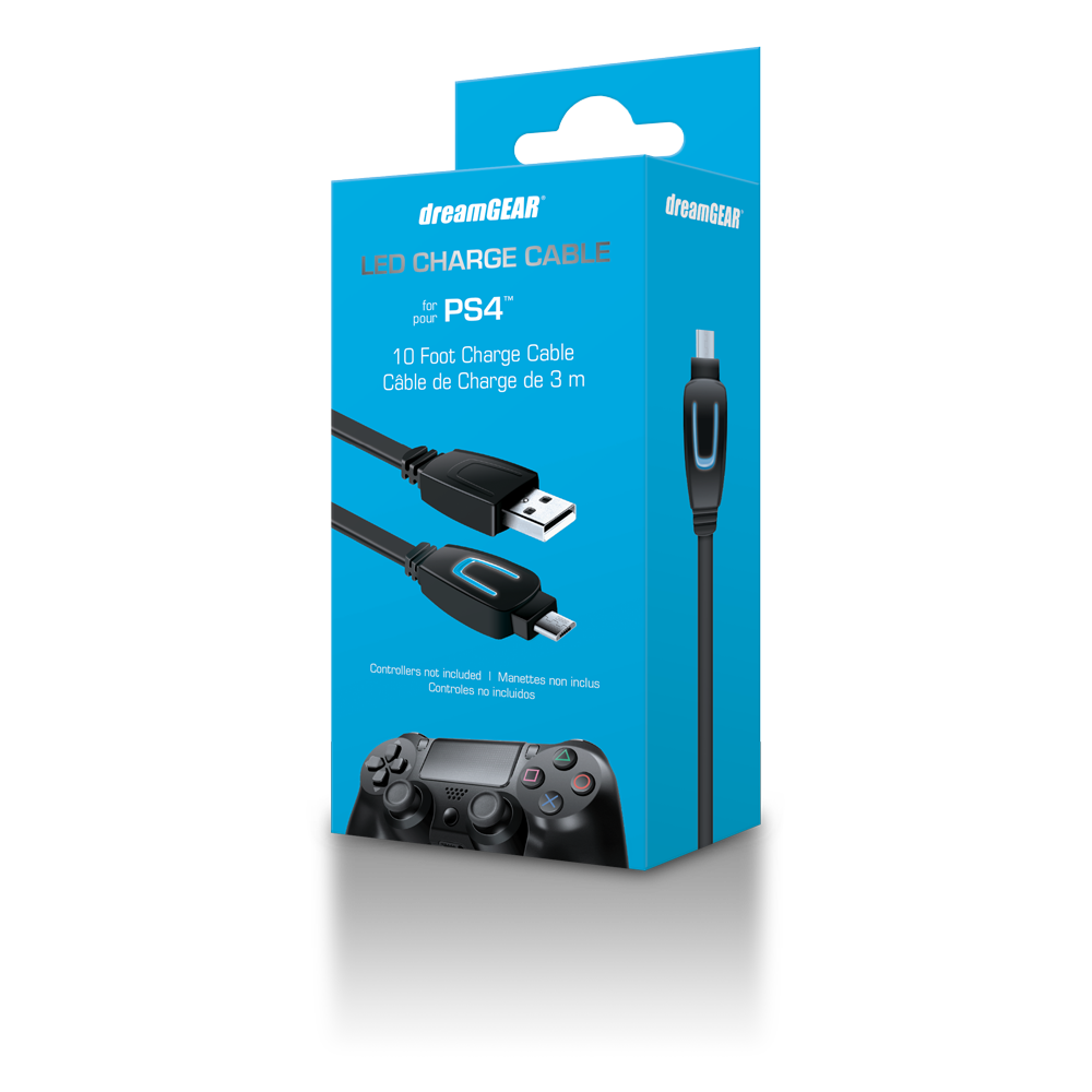 dreamGEAR PlayStation 4 LED Charge Cable for PS4 Controllers
