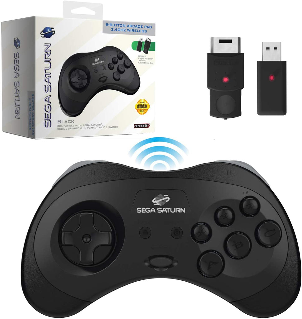 Derfra Ledningsevne Hovedgade Retro-Bit Official Sega Saturn 2.4 GHz Wireless Controller 8-Button Ar –  Gametronex.com