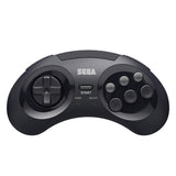 Retro-Bit Sega Genesis 2.4 GHz Wireless Controller 8-Button Arcade Pad for Sega Genesis Original/Mini, Nintendo Switch, PC, Mac – Includes 2 Receivers & Storage Case - Black