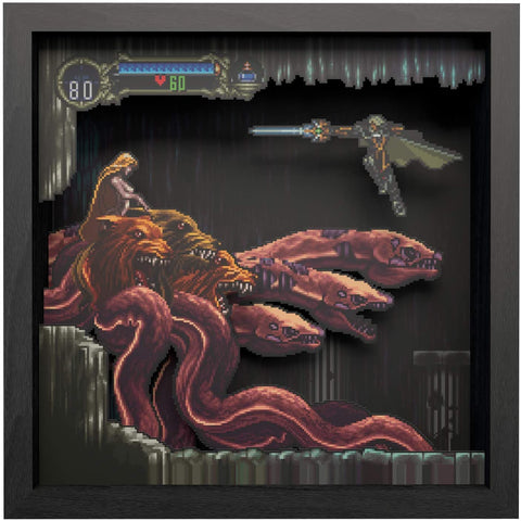 Pixel Frames Castlevania Symphony of the Night Scylla Boss Fight 9x9 Shadow Box Art - Officially Licensed by Konami
