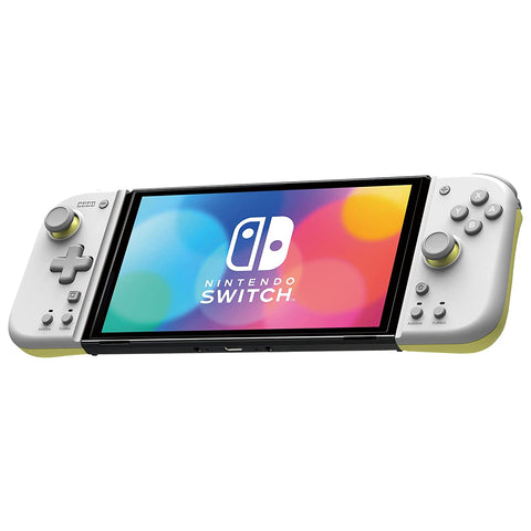 HORI Split Pad Compact Ergonomic Controller for Handheld Mode (Light Gray & Yellow) for Nintendo Switch and Switch OLED - Officially Licensed by Nintendo