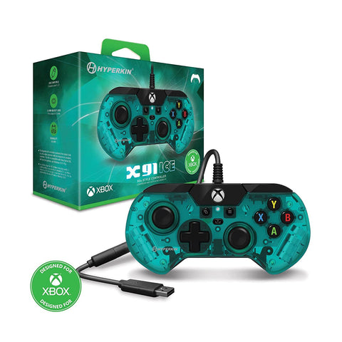Hyperkin X91 Ice Wired Controller for Xbox Series X | S/Xbox One/Windows 10/11 Officially Licensed By Xbox - Aqua Green
