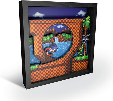 Pixel Frames Sonic The Hedgehog Loop Scene 9x9 Shadow Box Art - Officially Licensed