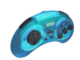 Retro-Bit Sega Genesis 2.4 GHz Wireless Controller 8-Button Arcade Pad for Sega Genesis Original/Mini, Nintendo Switch, PC, Mac - Clear Blue