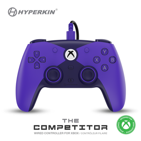 Hyperkin The Competitor Wired Controller Purple For Xbox One, Xbox Series S/X, & PC - Officially Licensed by Xbox