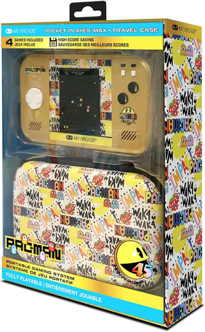 My Arcade Pac-Man Pocket Player Max: Pac-Man 45th Anniversary Retro Game Console, Rechargeable Battery, 4 Classic Games in 1, Arcade Gaming, Includes Case