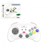 Retro-Bit SEGA Saturn® 2.4GHz Wireless Pro Controller for Sega Saturn, Sega Genesis Mini, Switch, PC, Mac - Includes 2 Receivers - White