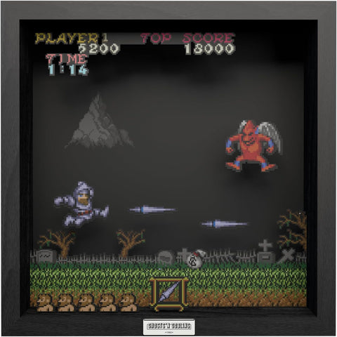 Pixel Frames Ghost N' Goblins: The Red Arremer 3D 9x9 inches Shadow Box Art - Officially Licensed by Capcom