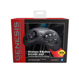 Retro-Bit Official Sega Genesis Bluetooth Controller 8-Button Arcade Pad for Nintendo Switch, Android, PC, Mac, Steam - Black