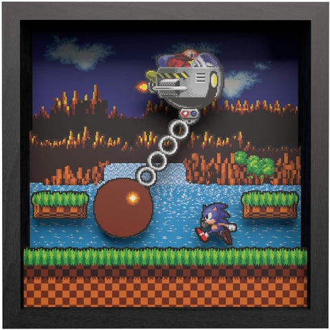 Pixel Frames Sonic The Hedgehog Wrecking Ball 9x9 inches Shadow Box Art - Officially Licensed