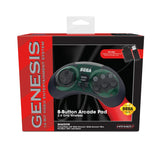 Retro-Bit Sega Genesis 2.4 GHz Wireless Controller 8-Button Arcade Pad for Sega Genesis Original/Mini, Nintendo Switch, PC, Mac - Shadow