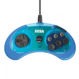 Retro-Bit Official Sega Genesis USB Controller 6-Button Arcade Pad for Sega Genesis Mini, PC,/Mac, Steam, Nintendo Switch  Clear Blue