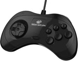 Retro-Bit Official Sega Saturn Controller Pad for PC, Mac, Steam, RetroPie, Raspberry Pi - USB Port - Black