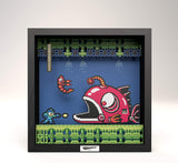Pixel Frames Mega Man 2 Lantern Fish 9x9 Inches Shadow Box Art - Officially Licensed Capcom
