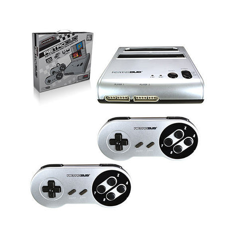 RetroDuo Nintendo NES & SNES 2in1 Twin Video Game Console System - Silver/Black