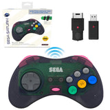 Retro-Bit Official Sega Saturn 2.4 GHz Wireless Controller 8-Button Arcade Pad for Sega Saturn, Sega Genesis Mini, Nintendo Switch, PS3, PC, Mac - Slate Gray