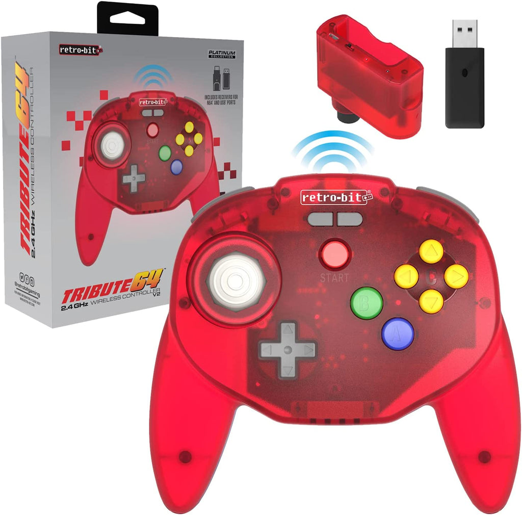 Retro-Bit Tribute64 2.4GHz Wireless Controller for Nintendo 64 (N64 ...