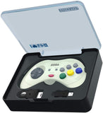 Retro-Bit Official Sega Saturn 2.4 GHz Wireless Controller 8-Button Arcade Pad for Sega Saturn, Sega Genesis Mini, Switch, PS3, PC, Mac - White