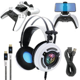 Bionik Pro Kit Accessory Kit For PlayStation 5: 50mm Gaming Headset with RGB Color, Controller Charge Base, Phone Holder, Lynx Cable & USB Cable