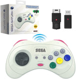 Retro-Bit Official Sega Saturn 2.4 GHz Wireless Controller 8-Button Arcade Pad for Sega Saturn, Sega Genesis Mini, Switch, PS3, PC, Mac - White