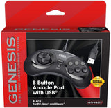 Retro-Bit Official Sega Genesis 8-Button Arcade Pad USB Controller for PC/Mac - Black