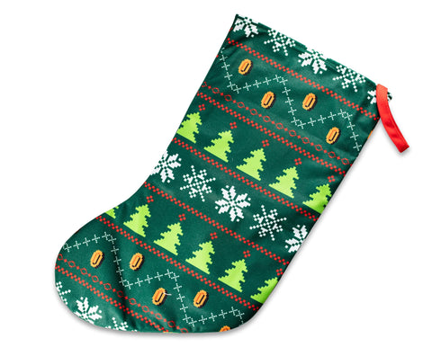 Super Mario Bros. Retro Embroidered Holiday Stocking 18" Officially Licensed