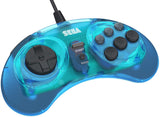 Retro-Bit Official Sega Genesis 8-Button Arcade Pad USB Controller for PC/Mac - Clear Blue