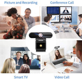 Webcam 1080P Full HD 90 Degrees USB w/ Microphone, Privacy Cover, & Tripod