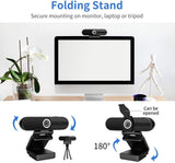 Webcam 1080P Full HD 90 Degrees USB w/ Microphone, Privacy Cover, & Tripod