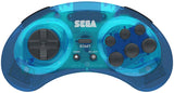Retro-Bit Official Sega Genesis Bluetooth Controller 8-Button Arcade Pad for Nintendo Switch, Android, PC, Mac, Steam - Clear Blue