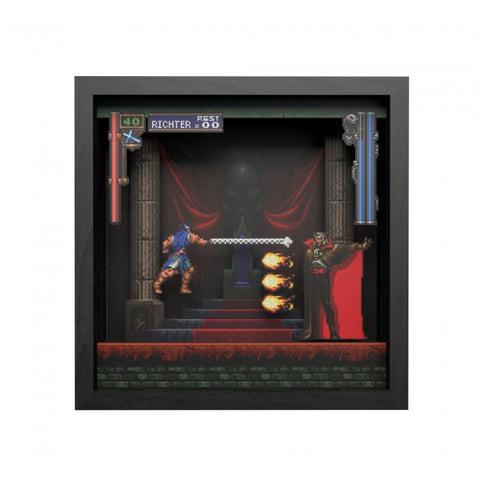 Pixel Frames Castlevania SotN Intro Dracula 9x9 Shadow Box Art - Officially Licensed by Konami