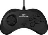 Retro-Bit Official Sega Saturn Controller Pad for PC, Mac, Steam, RetroPie, Raspberry Pi - USB Port - Black
