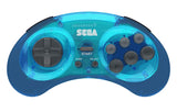 Retro-Bit Sega Genesis 2.4 GHz Wireless Controller 8-Button Arcade Pad for Sega Genesis Original/Mini, Nintendo Switch, PC, Mac - Clear Blue