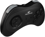 Retro-Bit Official Sega Saturn 2.4 GHz Wireless Controller 8-Button Arcade Pad for Sega Saturn, Sega Genesis Mini, Nintendo Switch, PS3, PC, Mac -Black