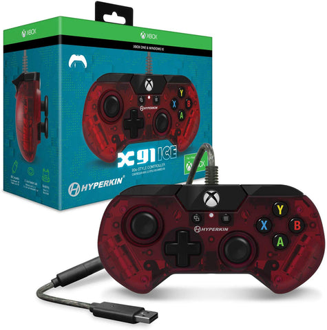 Hyperkin Official X91 Ice Wired Controller for Xbox One/ Windows 10 PC - Ruby Red