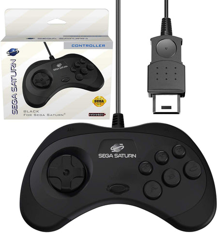 Retro-Bit Official Sega Saturn Controller Pad for Sega Saturn - Original Port - Black