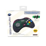 Retro-Bit Official Sega Saturn 2.4 GHz Wireless Controller 8-Button Arcade Pad for Sega Saturn, Sega Genesis Mini, Nintendo Switch, PS3, PC, Mac - Slate Gray