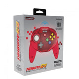 Retro-Bit Tribute64 2.4GHz Wireless Controller for Nintendo 64 (N64), Switch, PC, MacOS, RetroPie, Raspberry Pi and Other USB Devices - Clear Red