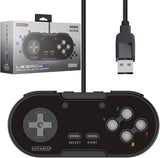 Retro-Bit Legacy 16 Wired USB Controller for Switch, PC, MacOS, RetroPie, Raspberry Pi (Black, Gray)