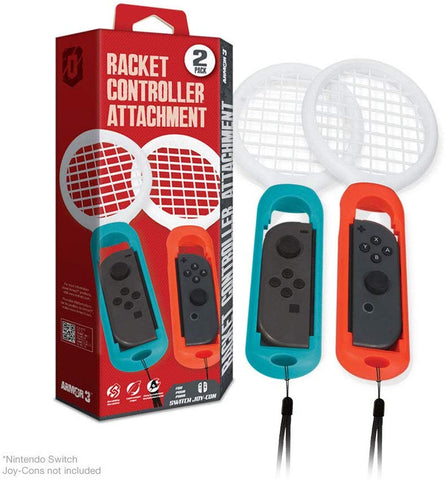 Armor3 Racket Controller Attachment for Switch Joy-Con (Blue/ Red) (2-Pack)