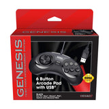 Retro-Bit Official Sega Genesis USB Controller 6-Button Arcade Pad for Sega Genesis Mini, PC/Mac,  Steam, RetroPie, Raspberry Pi