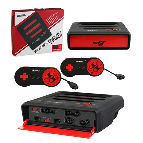 Retro Bit Super RetroTRIO 3 in 1 NES / SNES / Sega Genesis Console - Red/Black