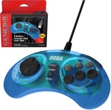 Retro-Bit Official Sega Genesis 8-Button Arcade Pad USB Controller for PC/Mac - Clear Blue