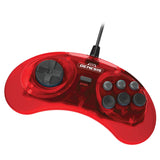Retro-Bit Official Sega Genesis Controller 6-Button Arcade Pad for Sega Genesis - Original Port - Red