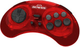 Retro-Bit Sega Genesis 2.4 GHz Wireless Controller 8-Button Arcade Pad for Sega Genesis Original/Mini, Switch, PC, Mac – Red