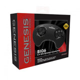 Retro-Bit Official Sega Genesis BIG6 2.4 GHz Wireless Controller 6-Button Arcade Pad for Sega Genesis, PC, Mac & other USB-Enable Devices - Includes 2 Receivers & Storage Case