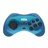 Retro-Bit Official Sega Saturn 2.4 GHz Wireless Controller 8-Button Arcade Pad for Saturn, Genesis Mini, PC/Mac - Clear Blue