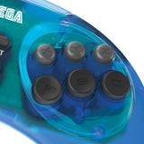 Retro-Bit Official Sega Genesis 8-Button Arcade Pad USB Controller for PC/Mac - Clear Blue